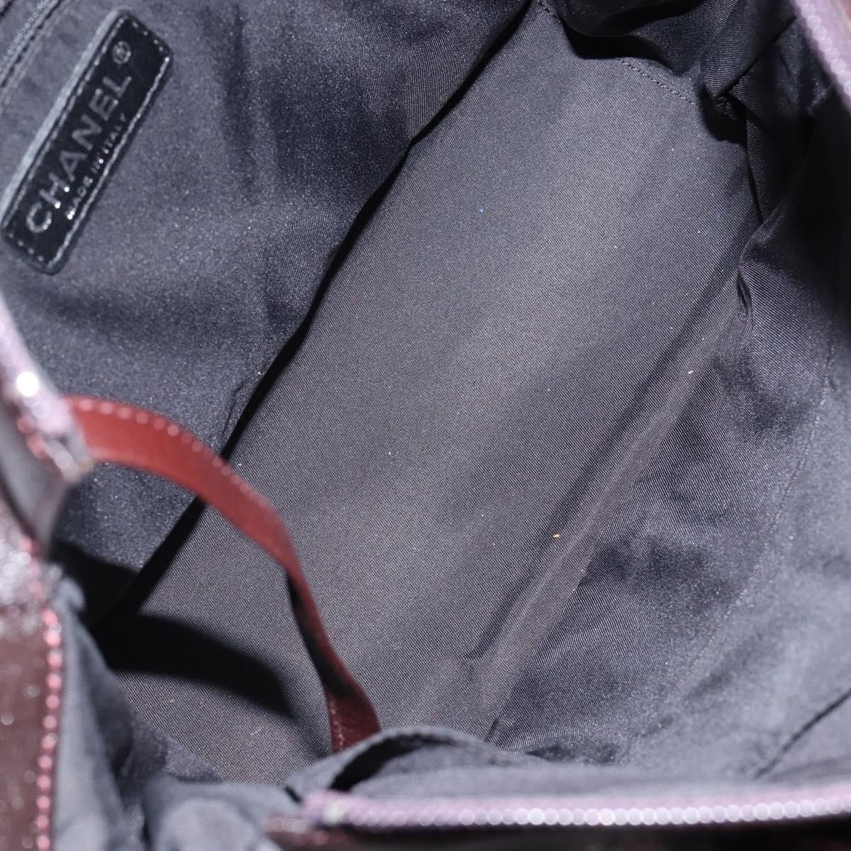 CHANEL Paris Biarritz Tote Bag Coated Canvas Dark Brown Silver CC Auth bs29897