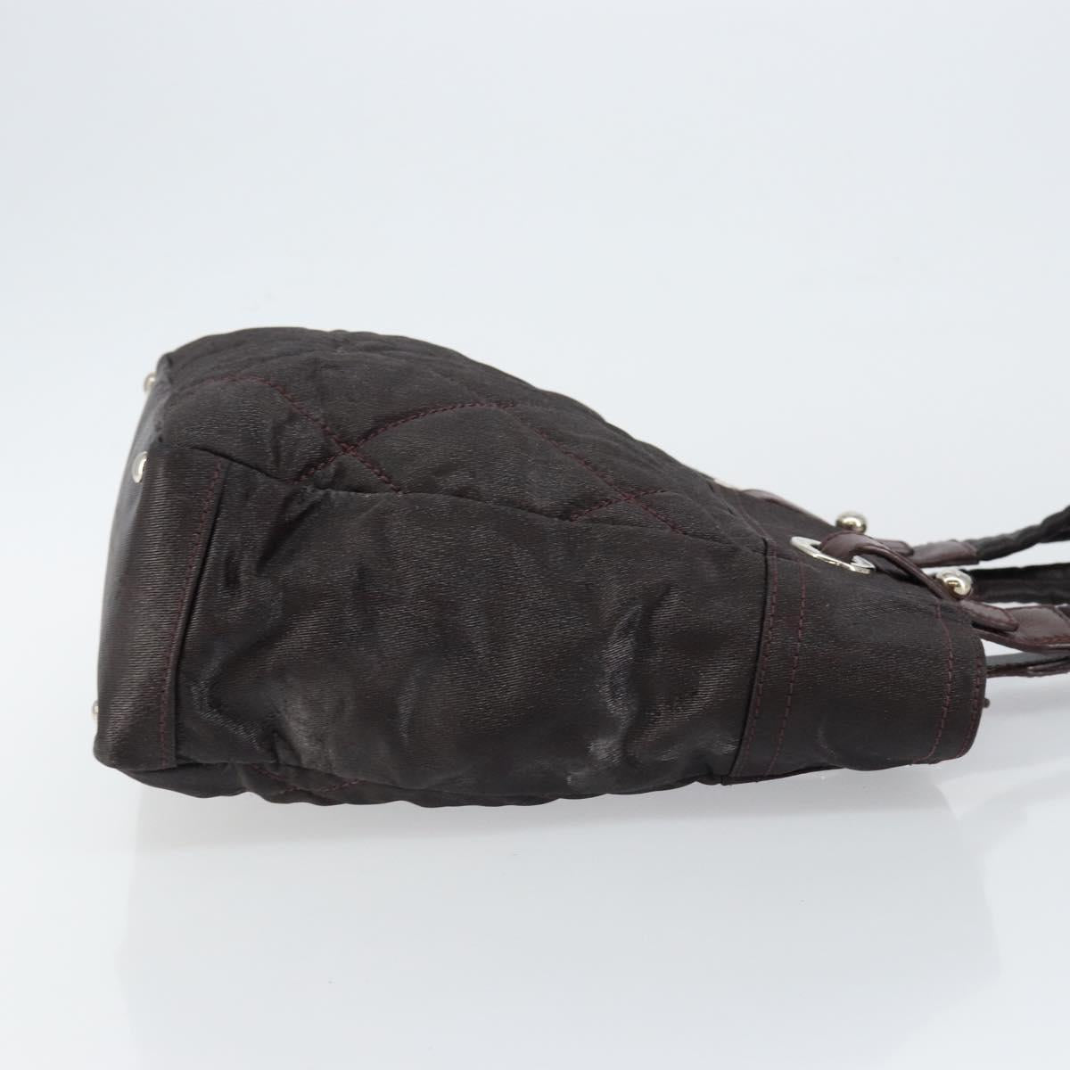 CHANEL Paris Biarritz Tote Bag Coated Canvas Dark Brown Silver CC Auth bs29897