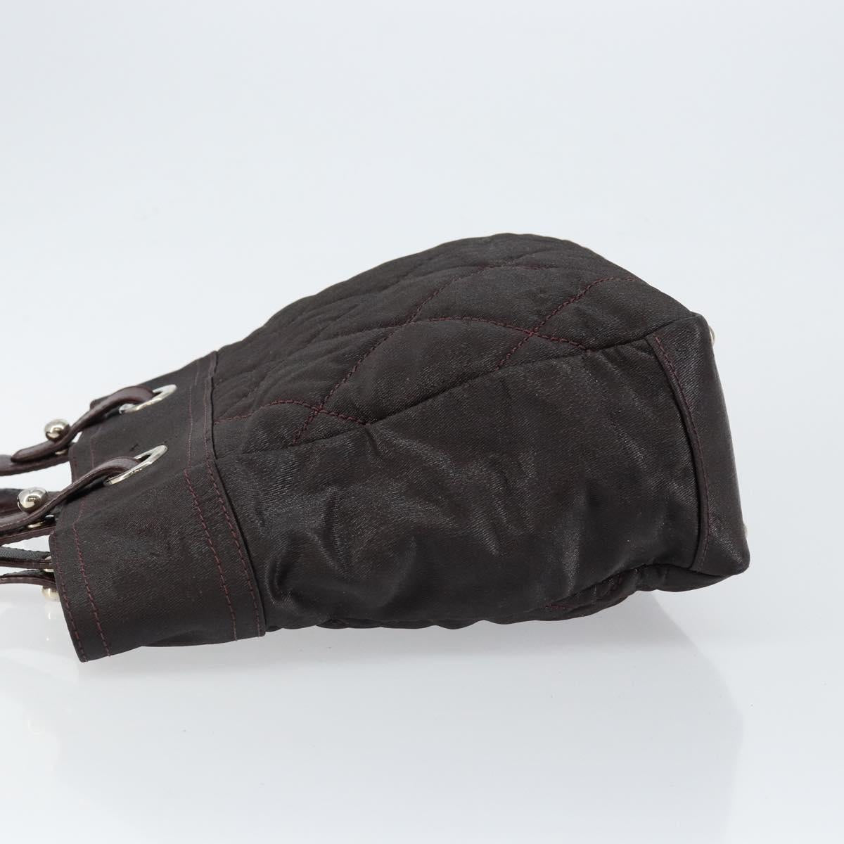 CHANEL Paris Biarritz Tote Bag Coated Canvas Dark Brown Silver CC Auth bs29897