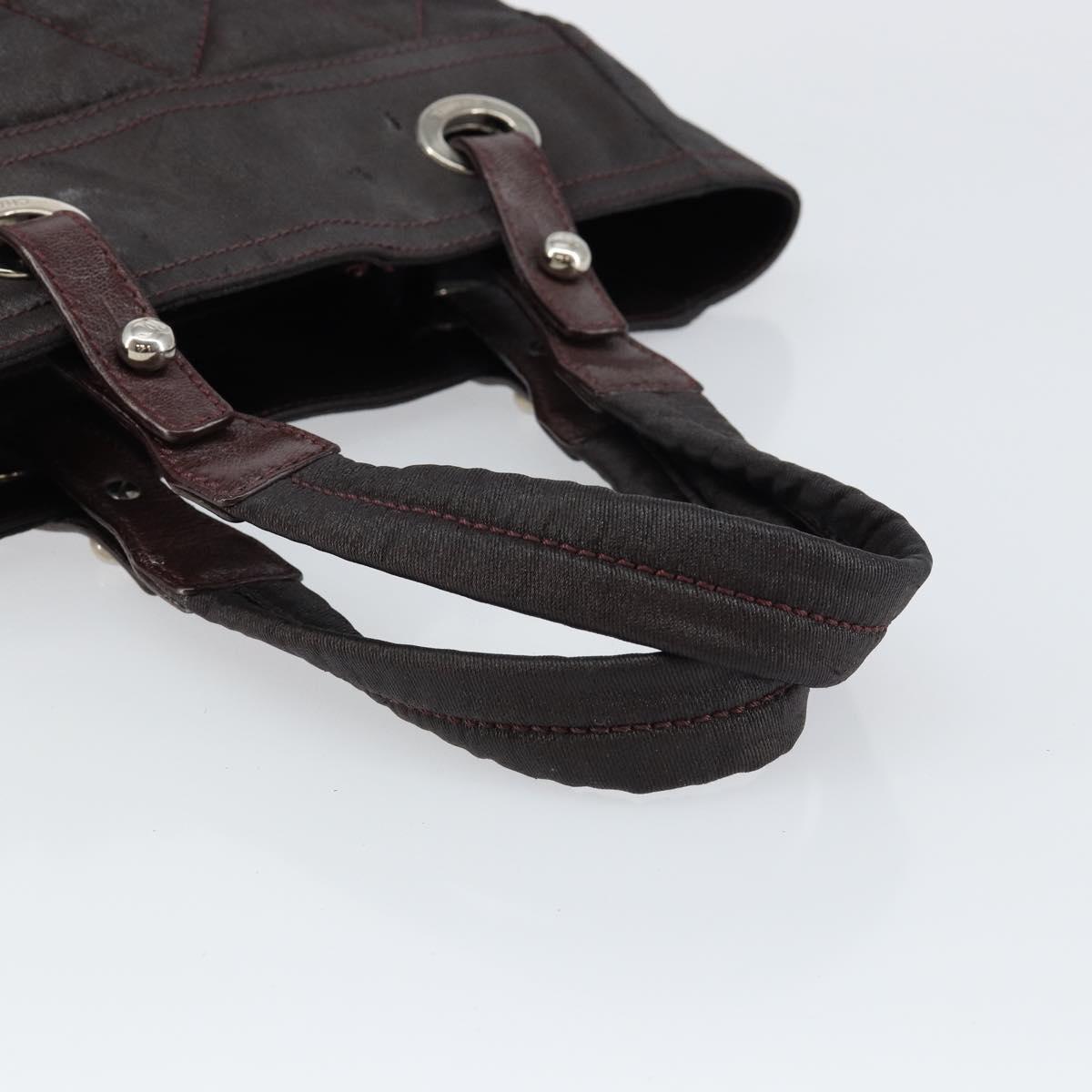 CHANEL Paris Biarritz Tote Bag Coated Canvas Dark Brown Silver CC Auth bs29897