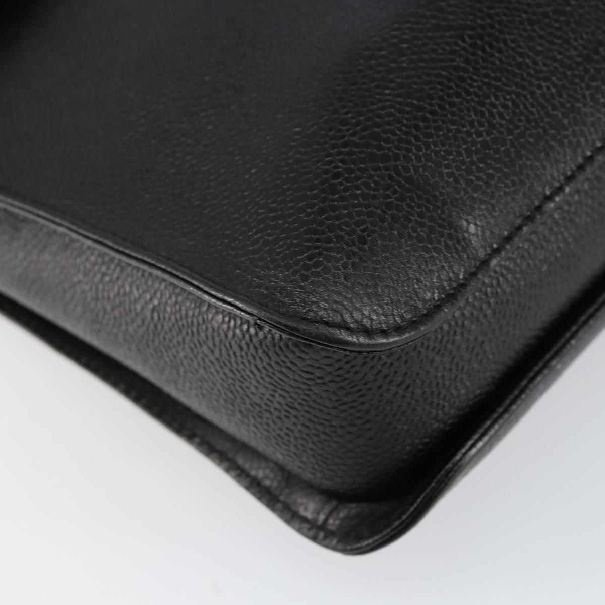 CHANEL Briefcase Caviar Skin Black Gold CC Auth bs29898