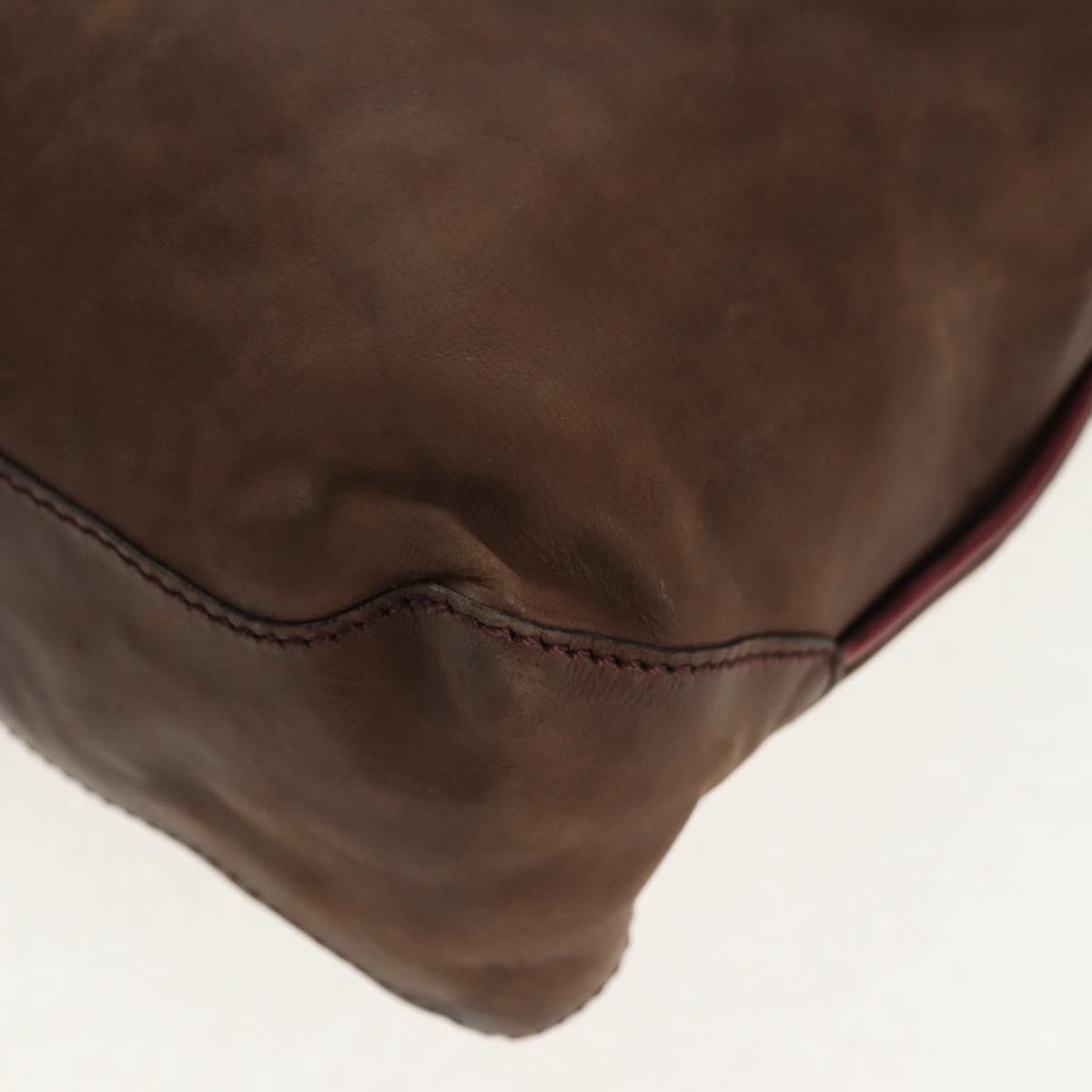 Berluti Shoulder Bag Leather Brown Silver Auth bs29899