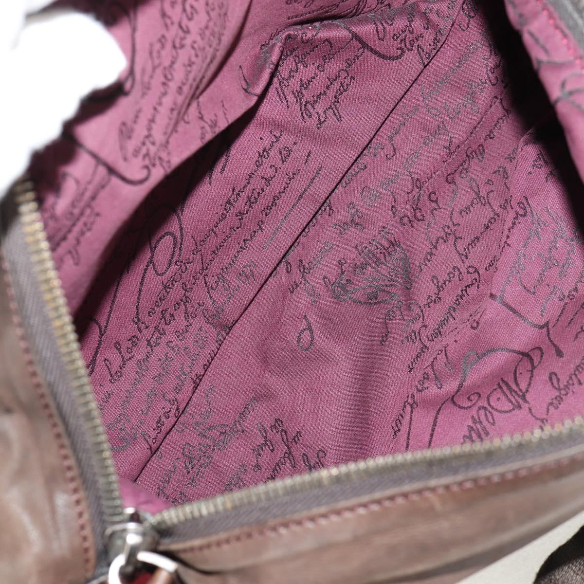 Berluti Shoulder Bag Leather Brown Silver Auth bs29899