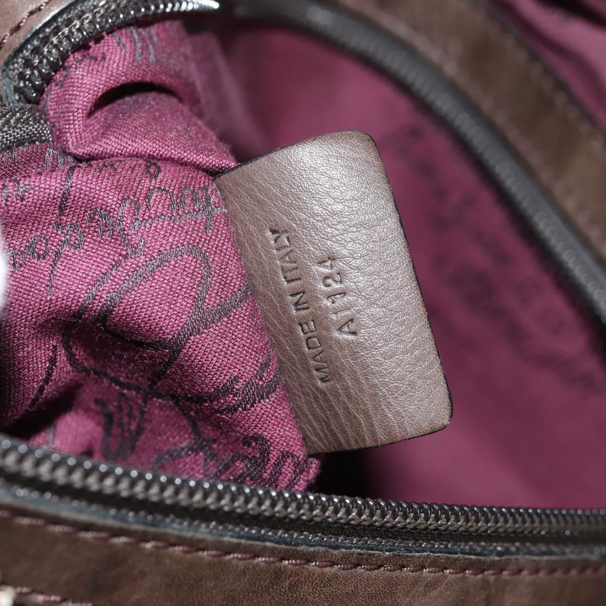 Berluti Shoulder Bag Leather Brown Silver Auth bs29899