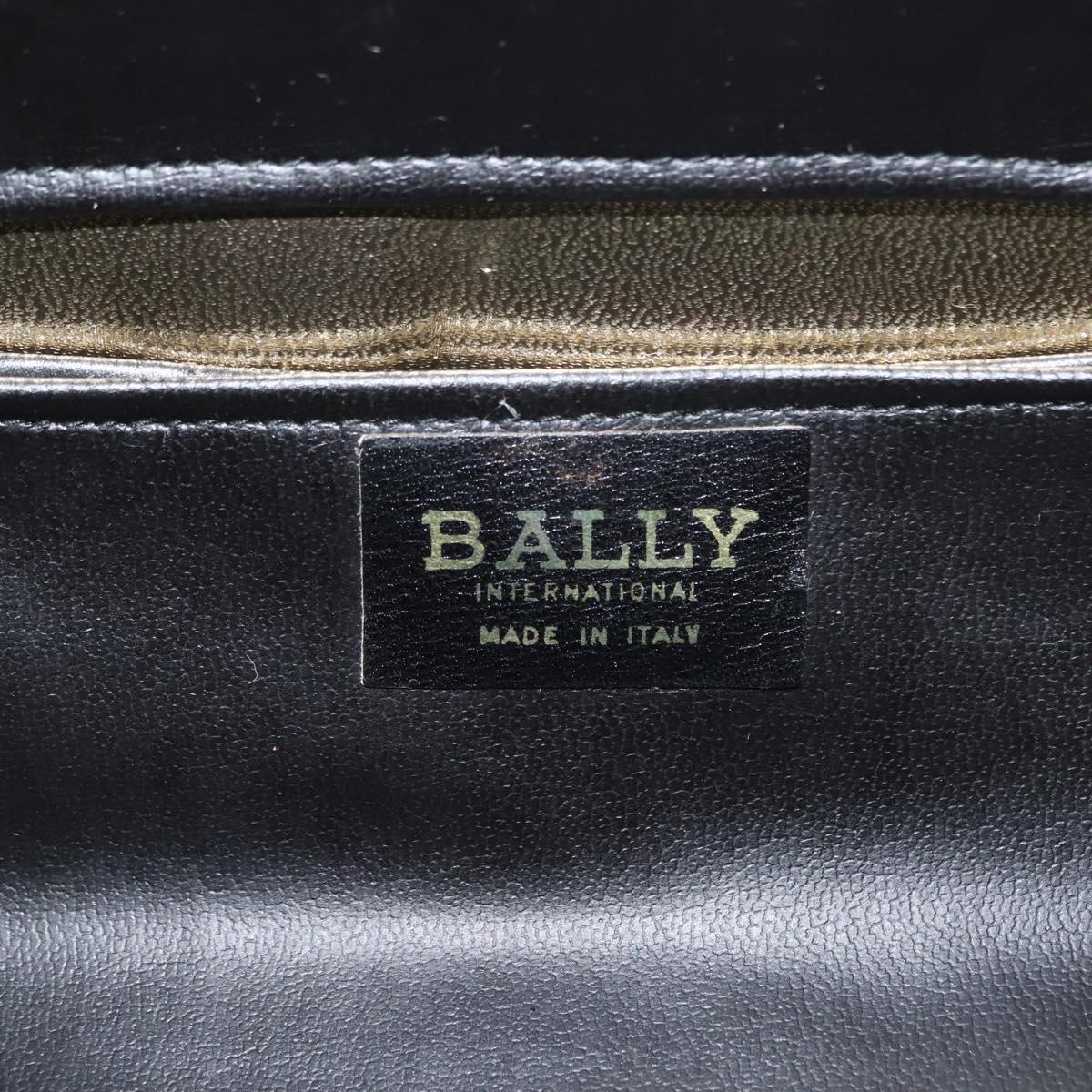 BALLY Chain Shoulder Bag Rattan Black Gold Auth bs29900