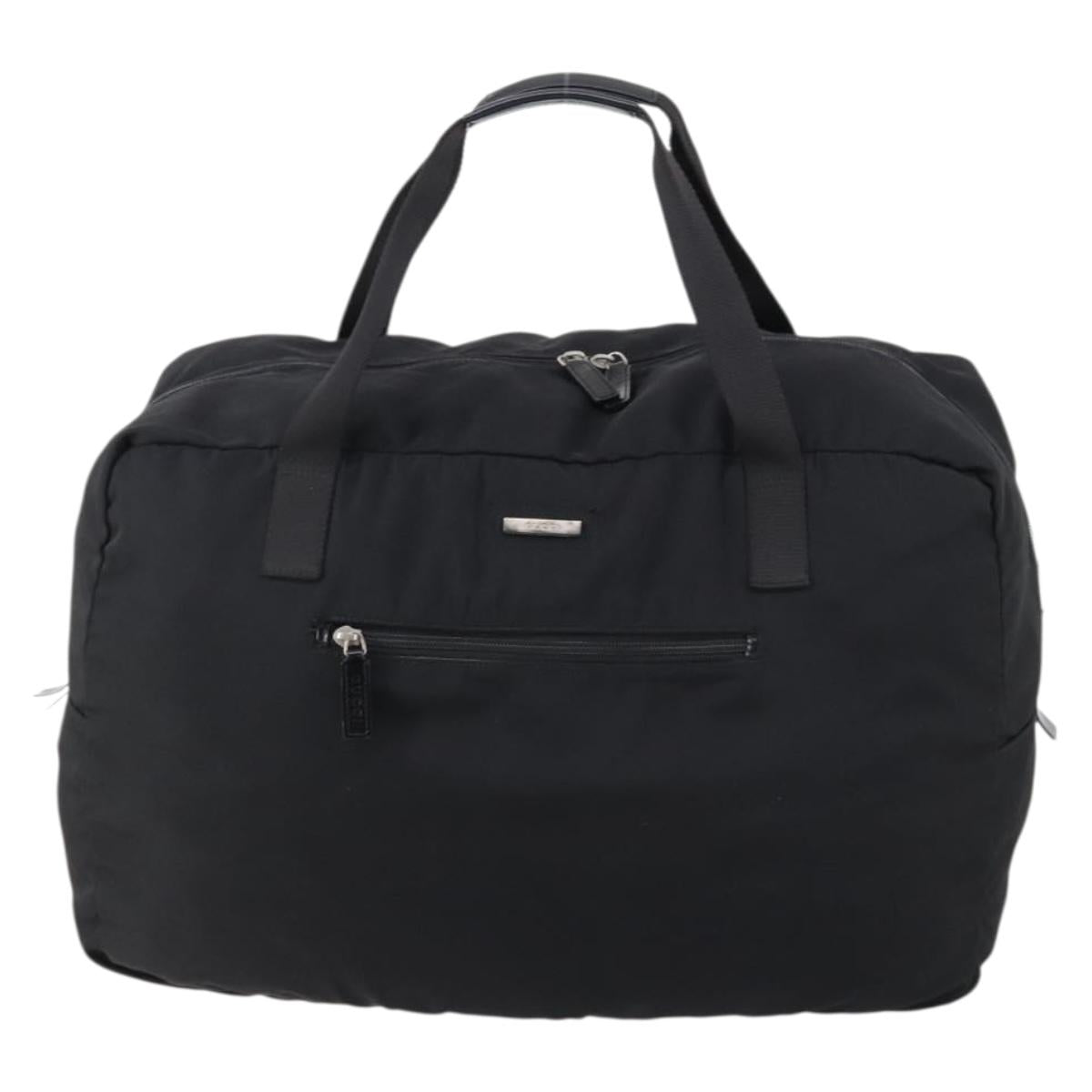 GUCCI Boston Bag Nylon Black Silver 012 0389 Auth bs29901