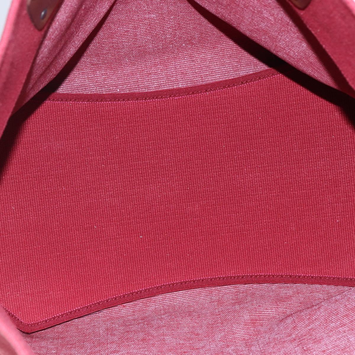 BOTTEGA VENETA Chain Tote Bag Canvas Outlet Red Auth bs29902