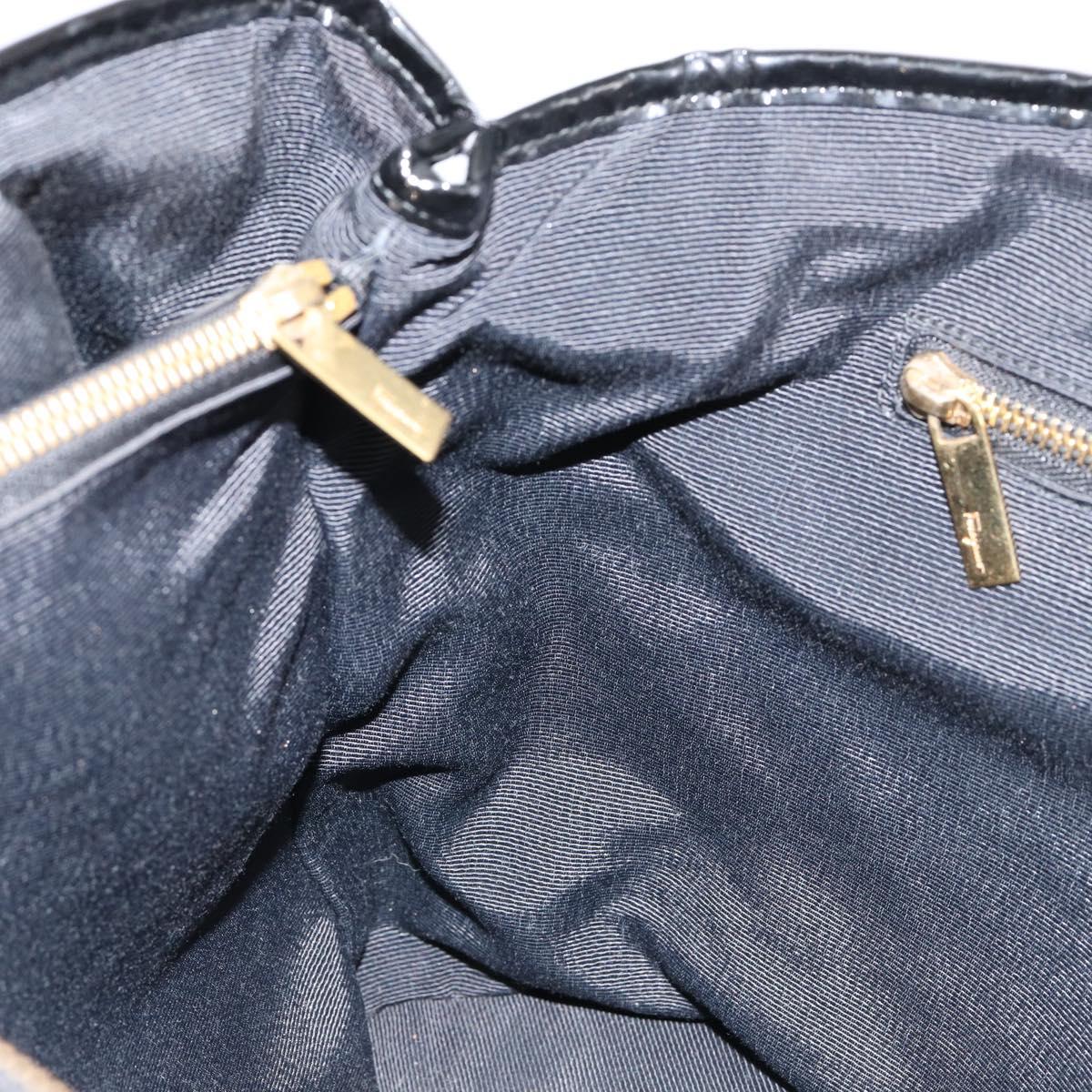 Salvatore Ferragamo Tote Bag Nylon Black Gold Auth bs29903