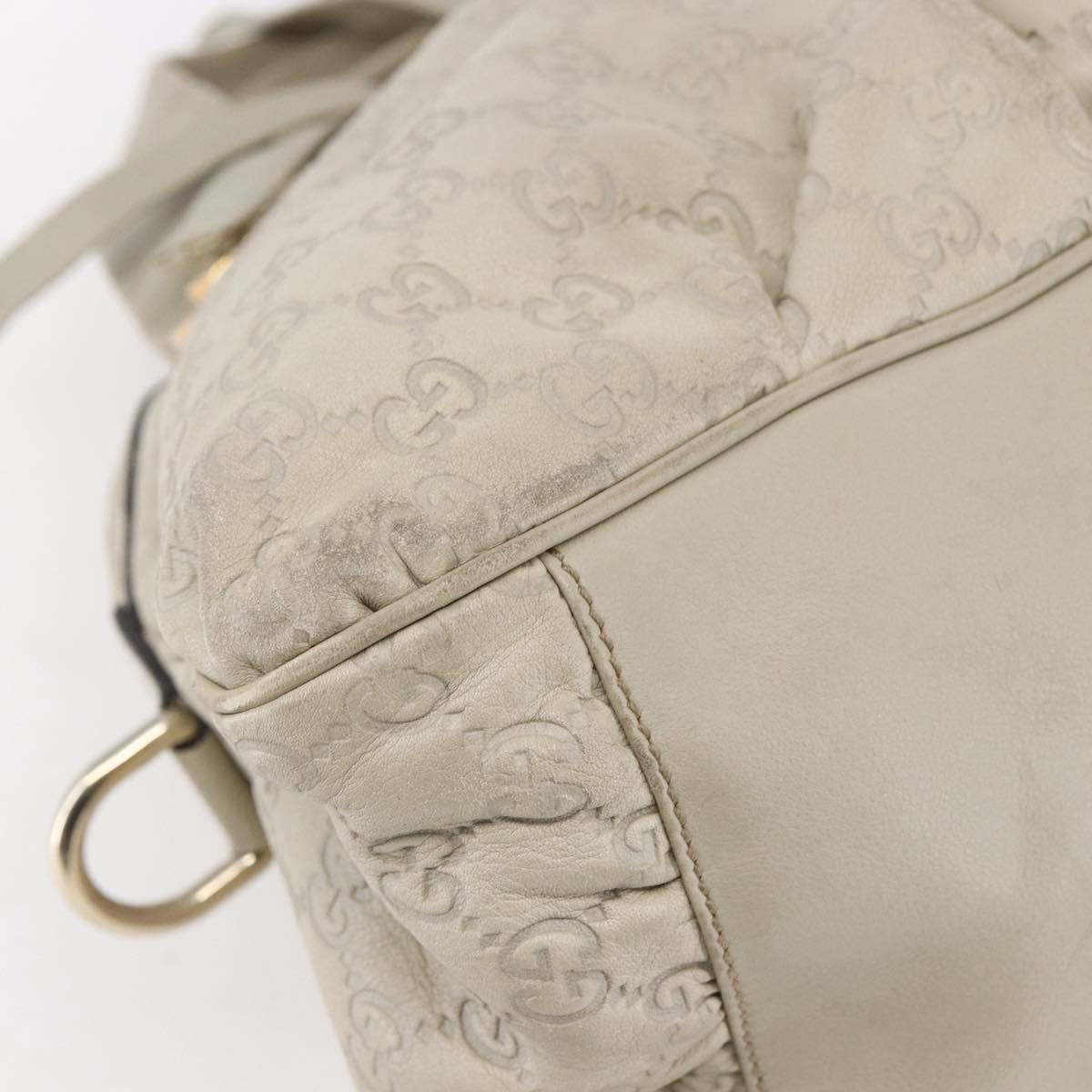 GUCCI GG Canvas Guccissima Historia Bag Leather White Gold 197019 Auth bs29904
