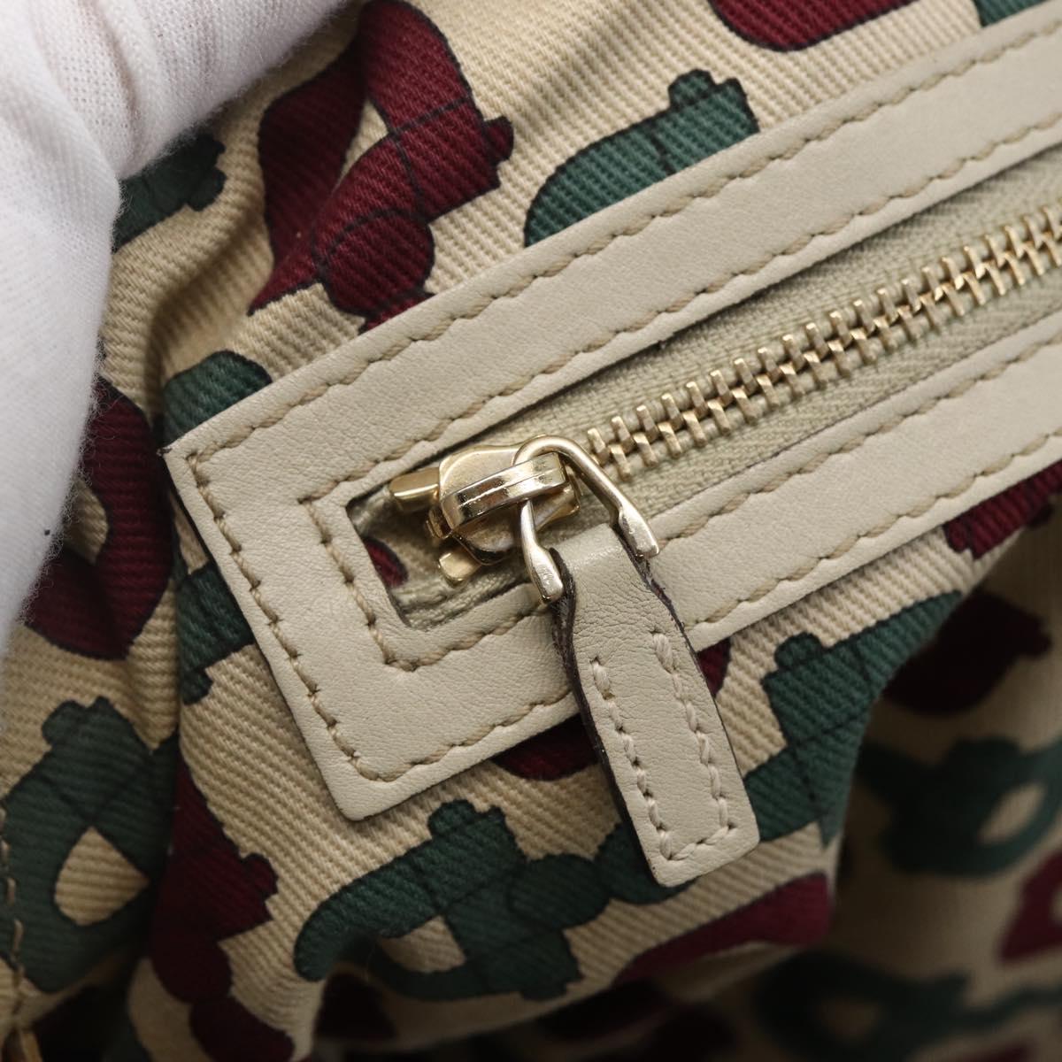 GUCCI GG Canvas Guccissima Historia Bag Leather White Gold 197019 Auth bs29904
