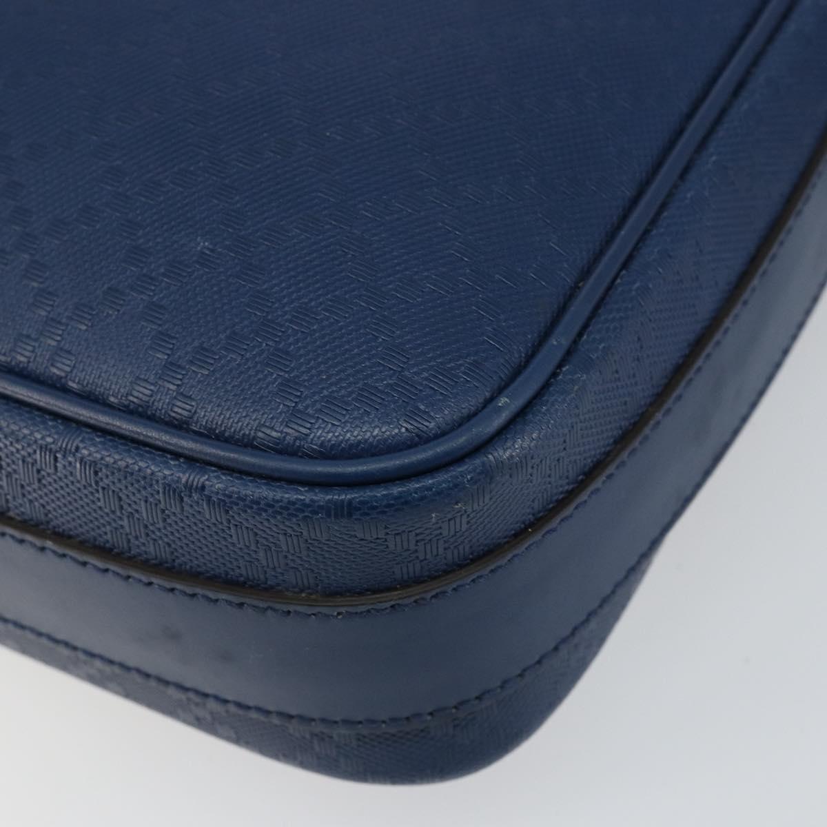 GUCCI Diamante Shoulder Bag Leather Blue Gold 201443 Auth bs29905