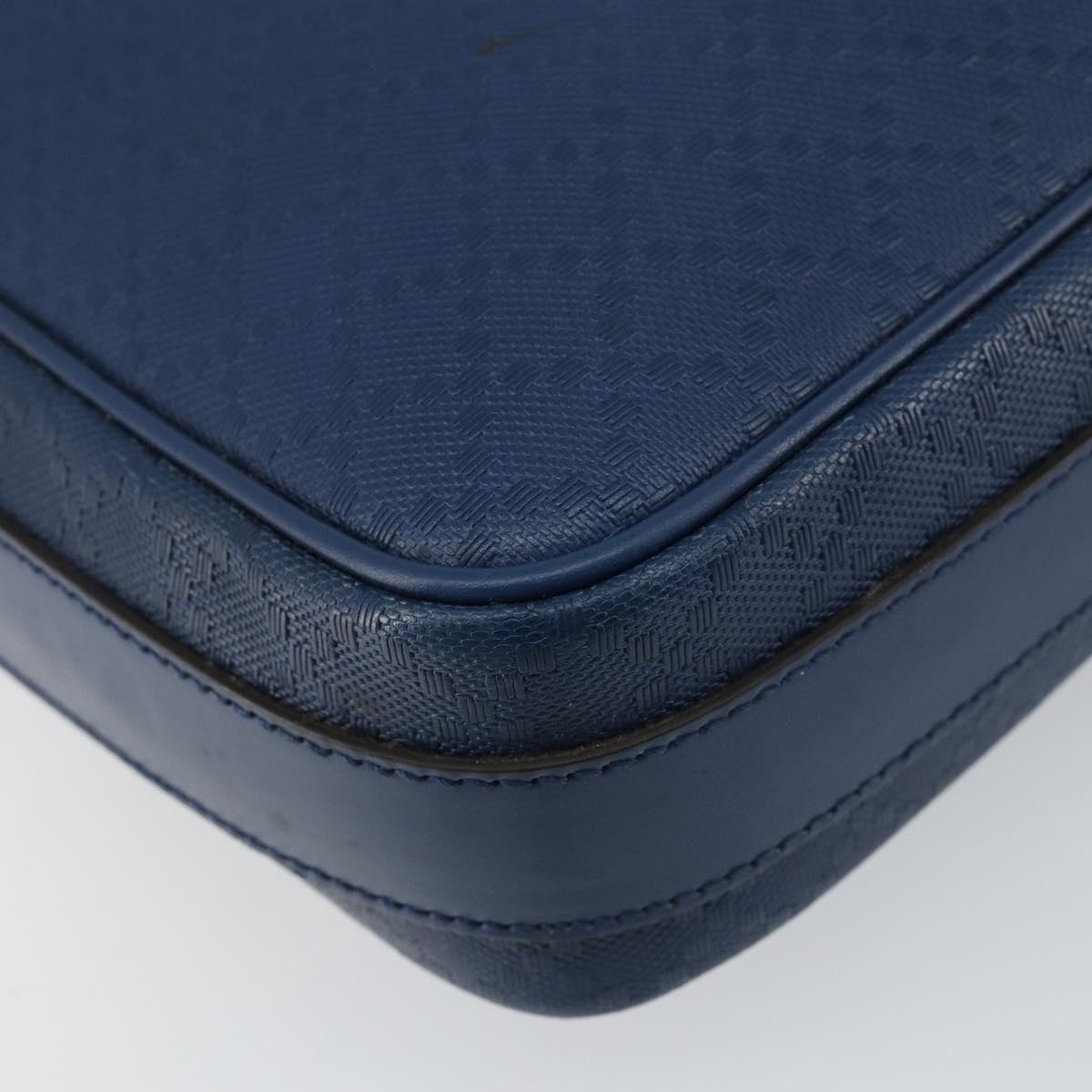 GUCCI Diamante Shoulder Bag Leather Blue Gold 201443 Auth bs29905