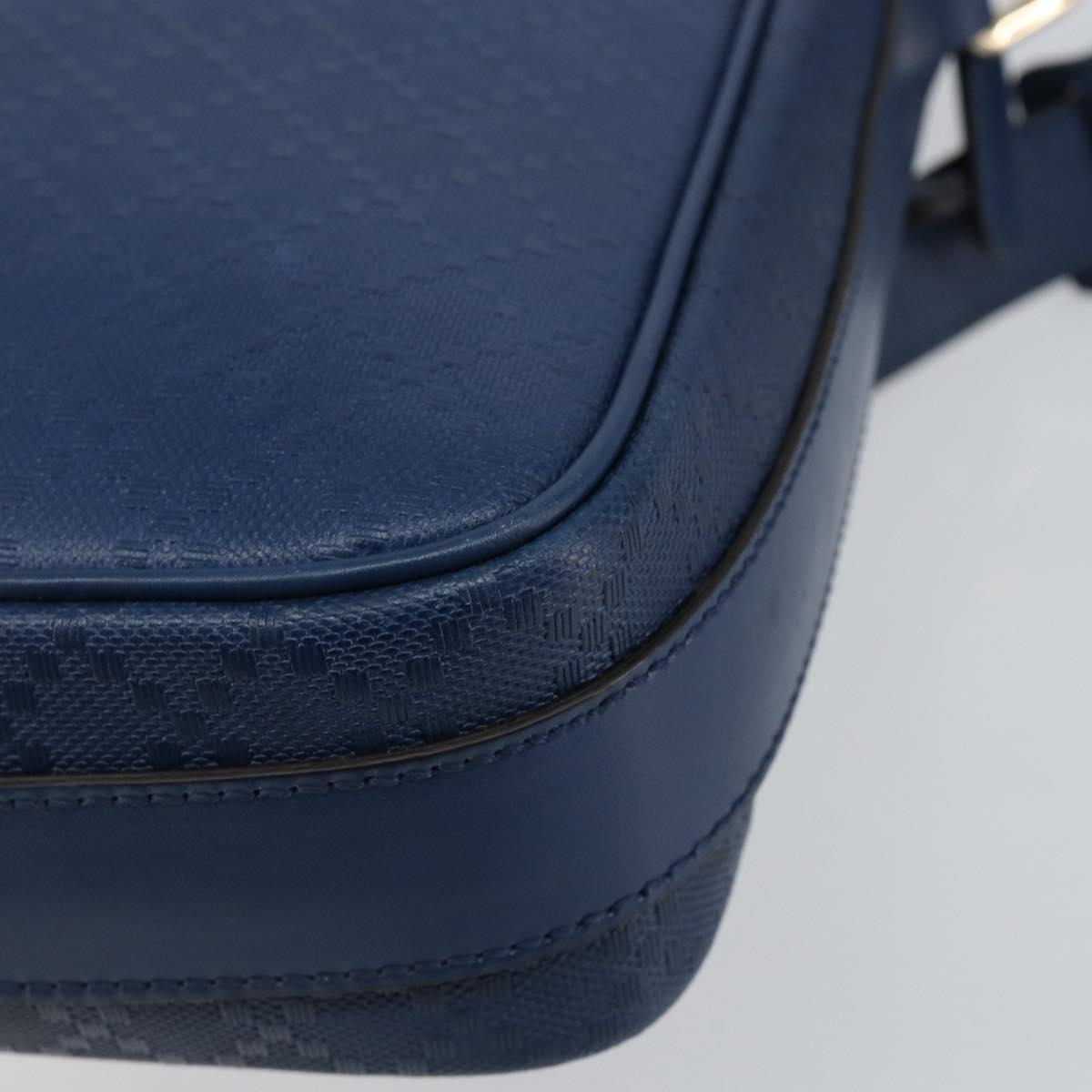 GUCCI Diamante Shoulder Bag Leather Blue Gold 201443 Auth bs29905