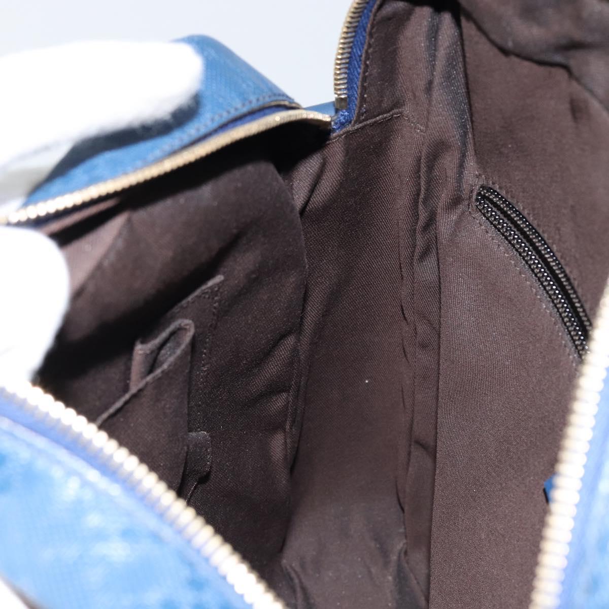 GUCCI Diamante Shoulder Bag Leather Blue Gold 201443 Auth bs29905