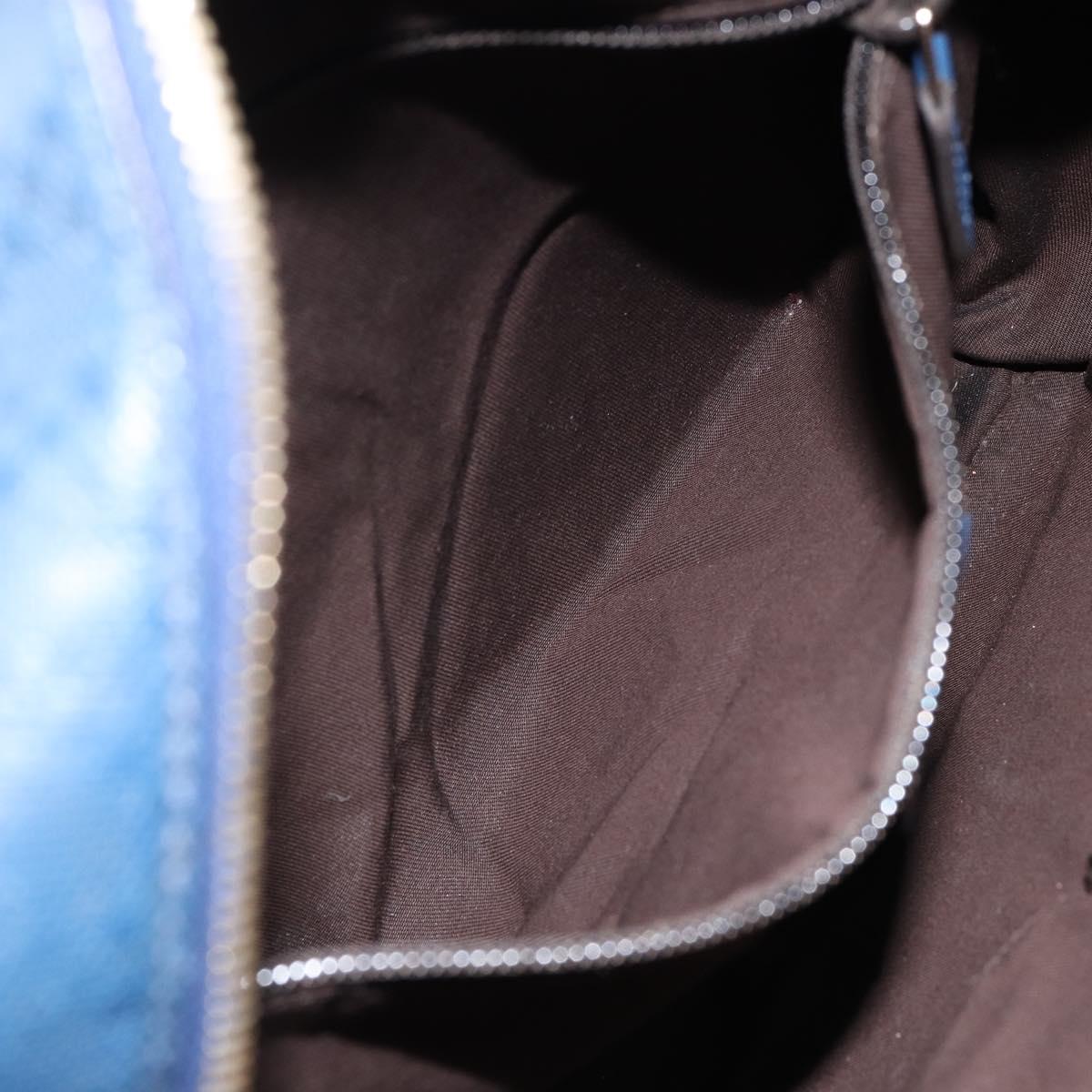 GUCCI Diamante Shoulder Bag Leather Blue Gold 201443 Auth bs29905