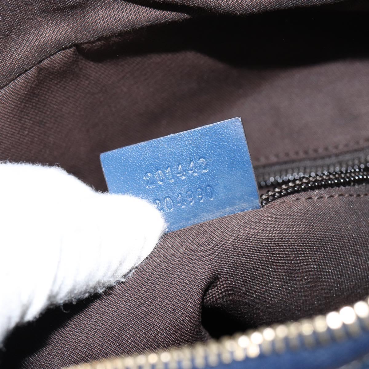 GUCCI Diamante Shoulder Bag Leather Blue Gold 201443 Auth bs29905