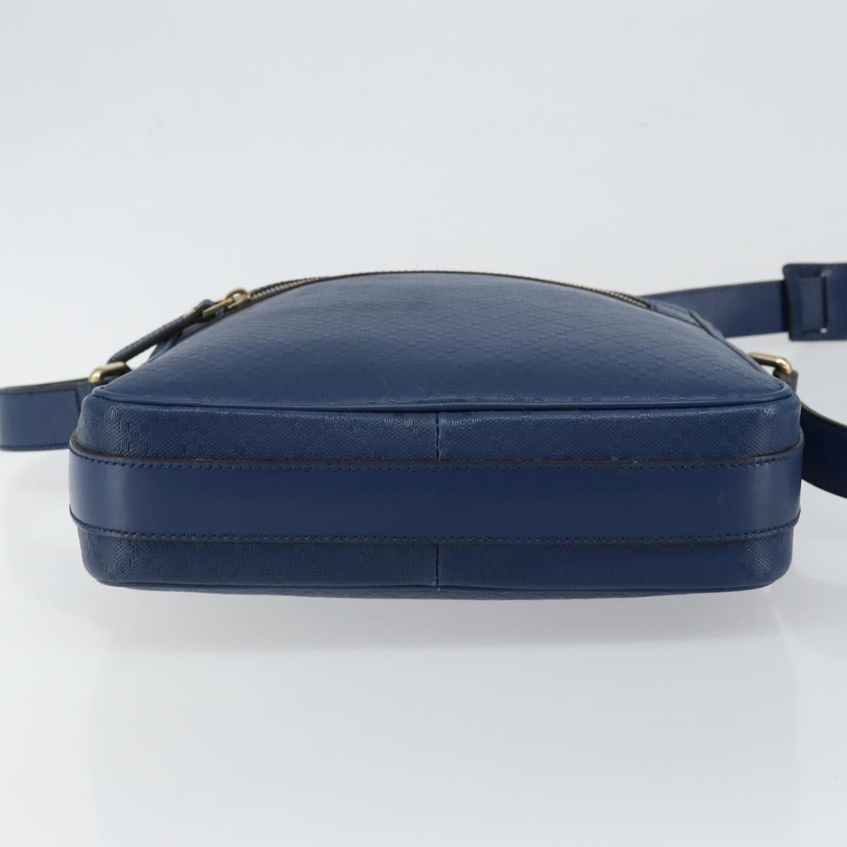 GUCCI Diamante Shoulder Bag Leather Blue Gold 201443 Auth bs29905