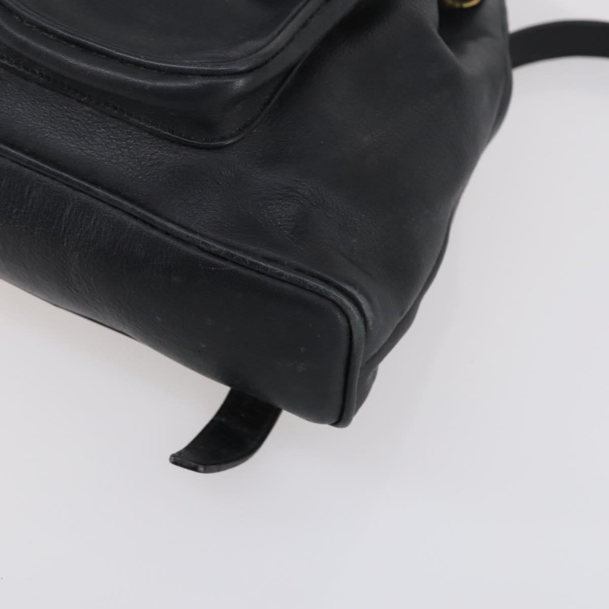 GUCCI Bamboo Backpack Leather Black Gold 003 2058 0030 Auth bs29906