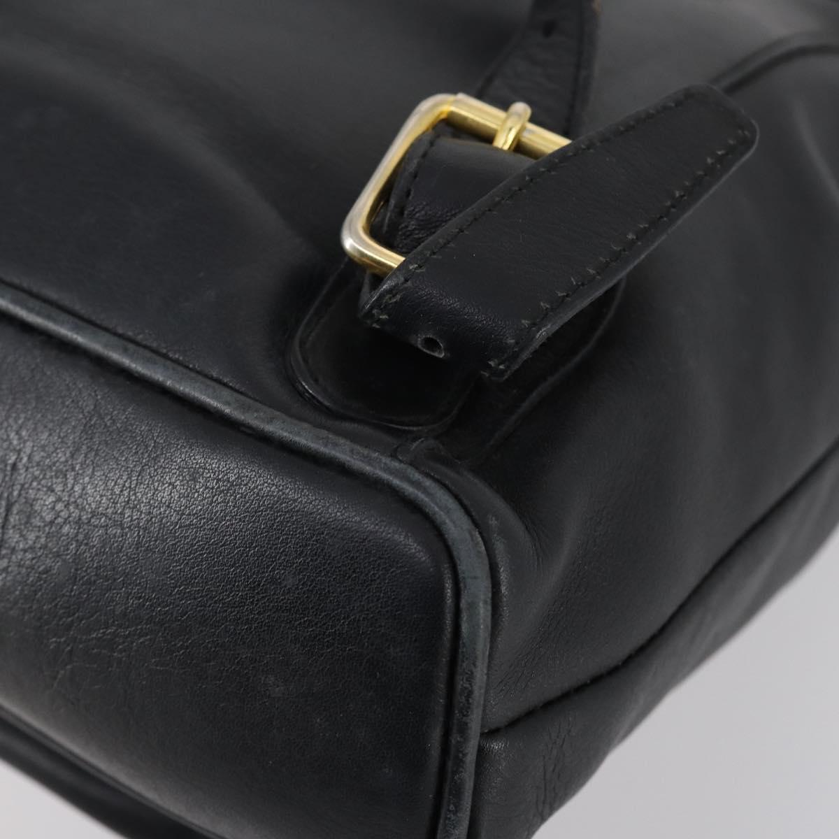 GUCCI Bamboo Backpack Leather Black Gold 003 2058 0030 Auth bs29906