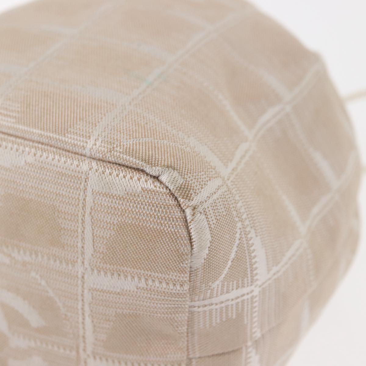 CHANEL New Travel Line Pouch Nylon Beige CC Auth bs29909