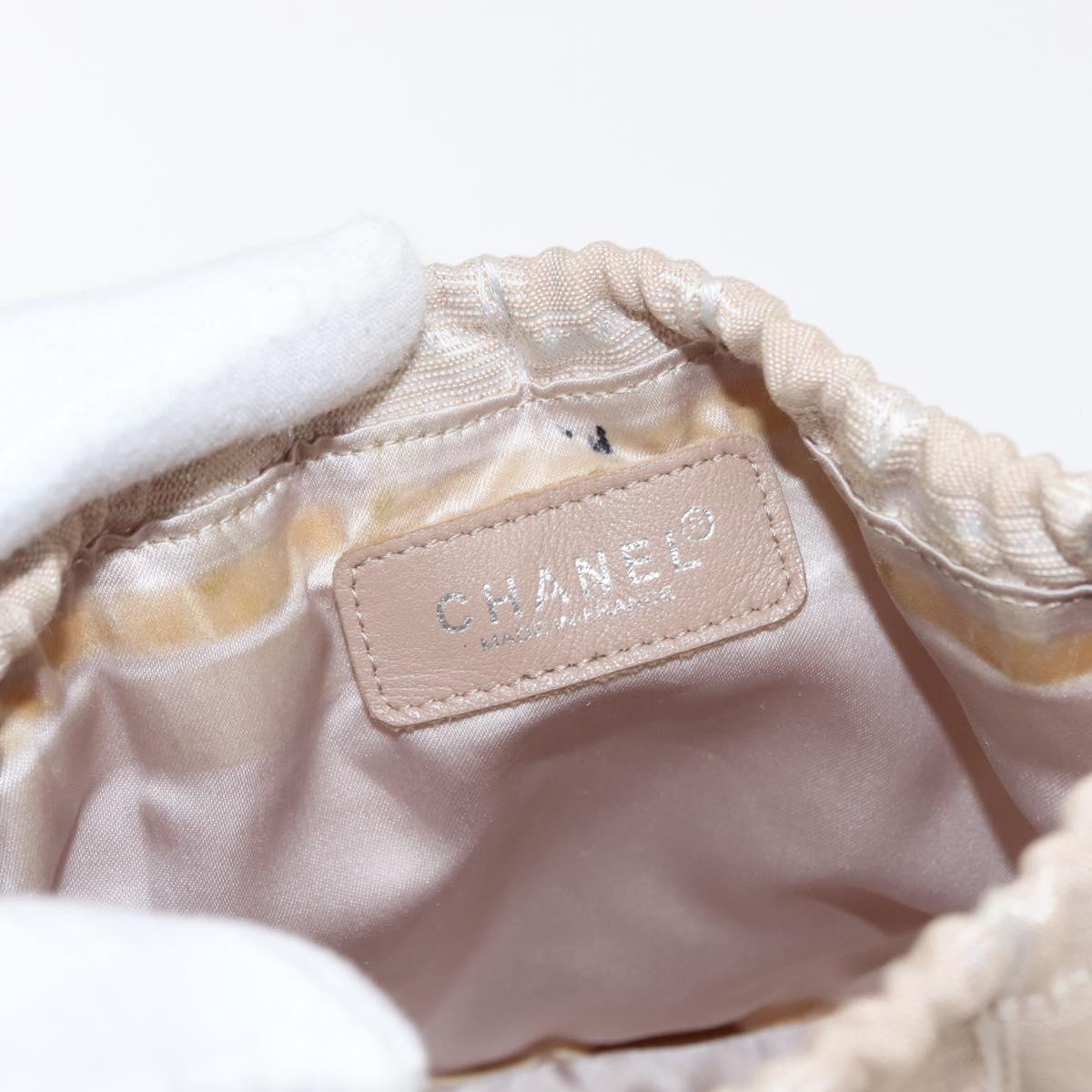 CHANEL New Travel Line Pouch Nylon Beige CC Auth bs29909