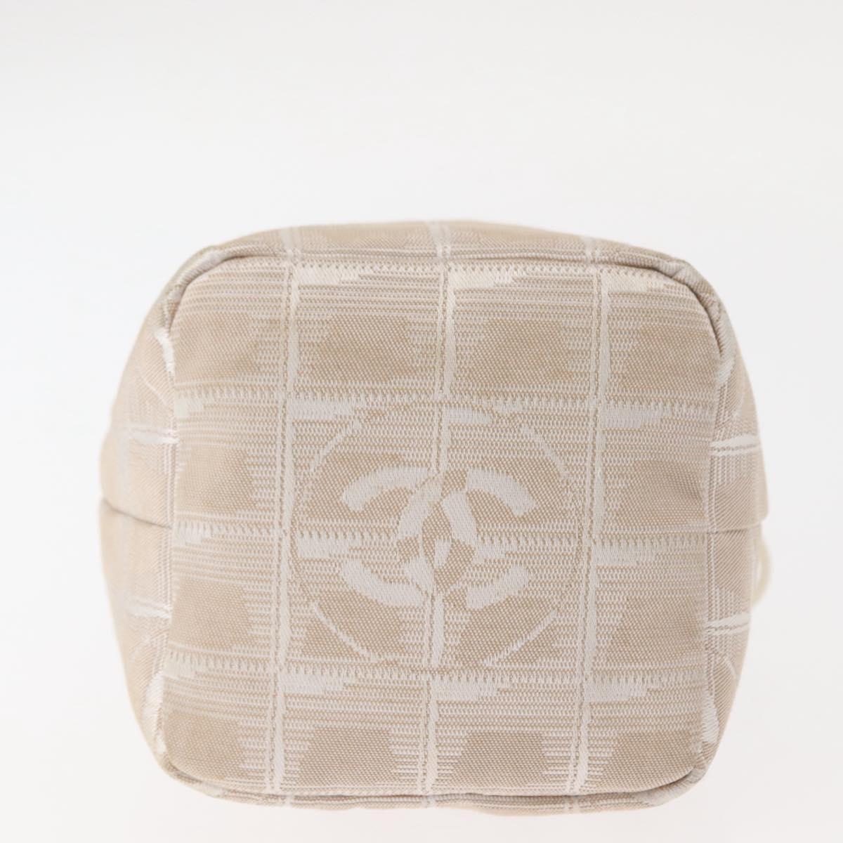 CHANEL New Travel Line Pouch Nylon Beige CC Auth bs29909
