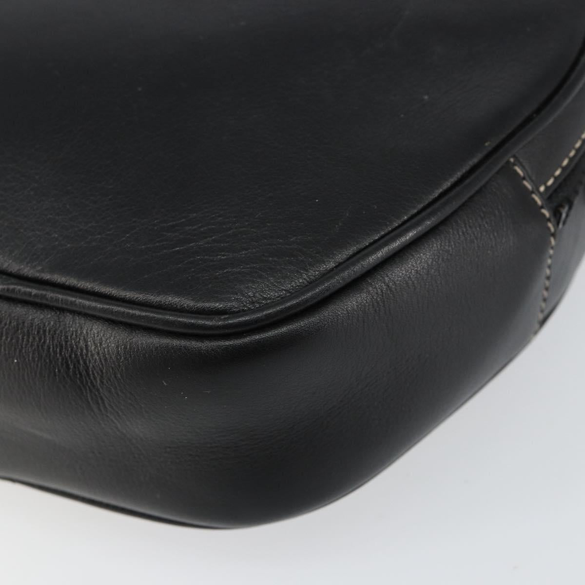 CELINE Shoulder Bag Leather Black Gold Auth bs29910