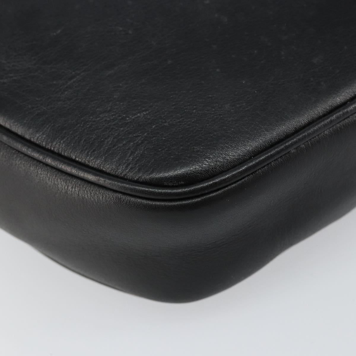 CELINE Shoulder Bag Leather Black Gold Auth bs29910