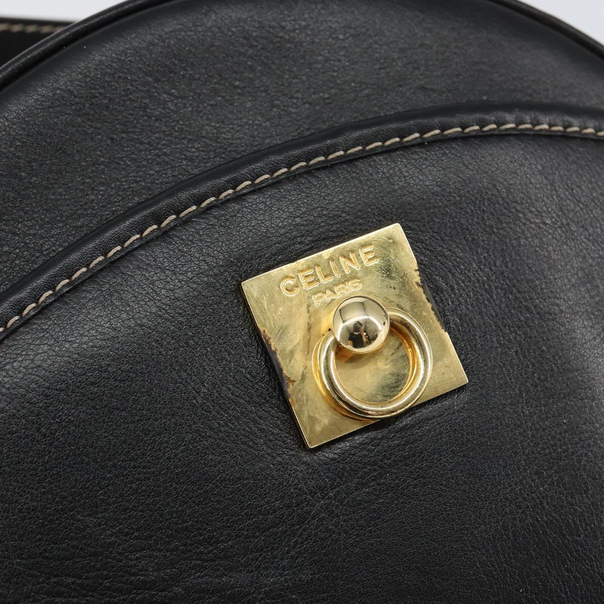 CELINE Shoulder Bag Leather Black Gold Auth bs29910