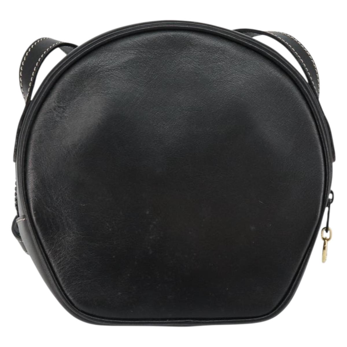 CELINE Shoulder Bag Leather Black Gold Auth bs29910