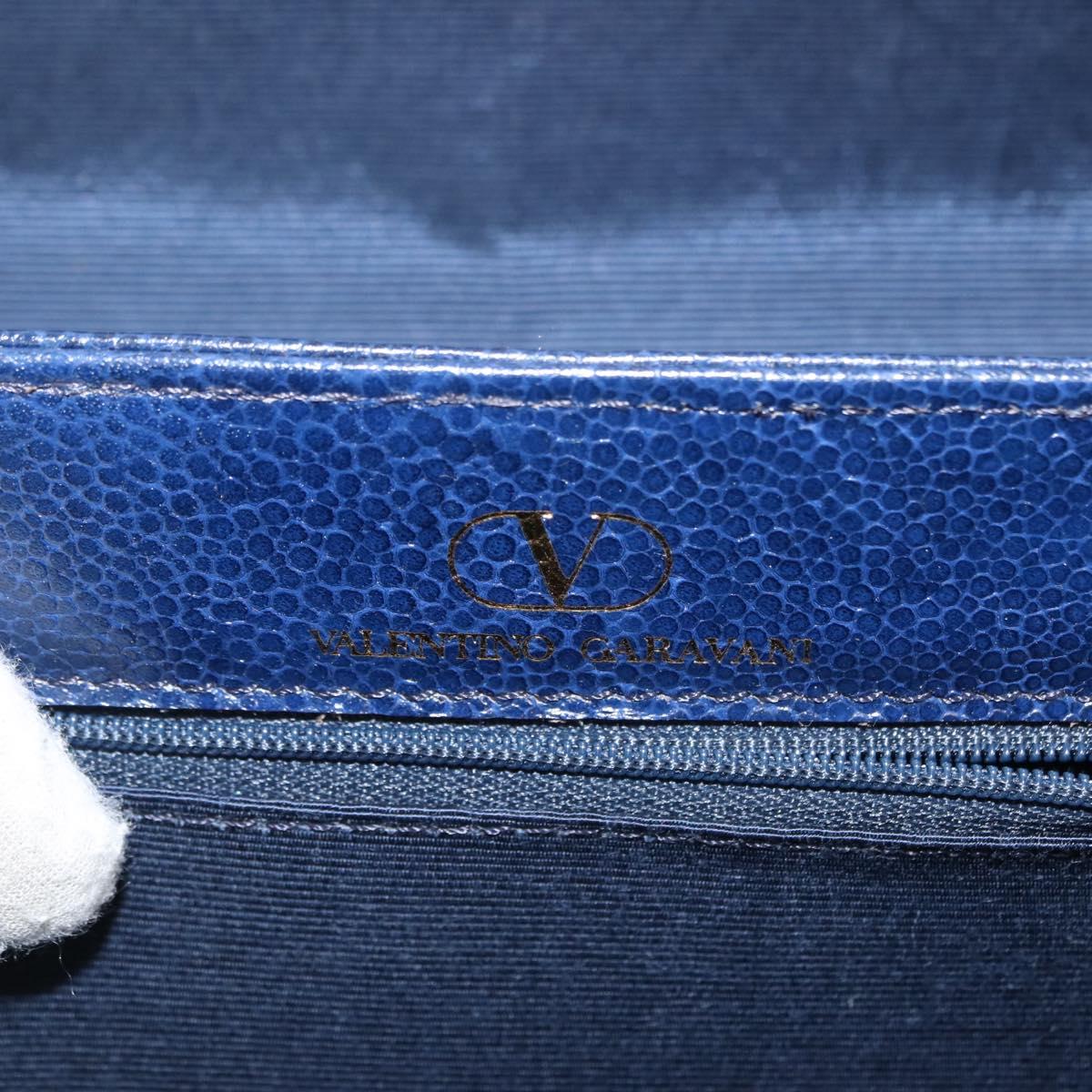 VALENTINO Shoulder Bag Leather 2way Blue Gold Auth bs29911