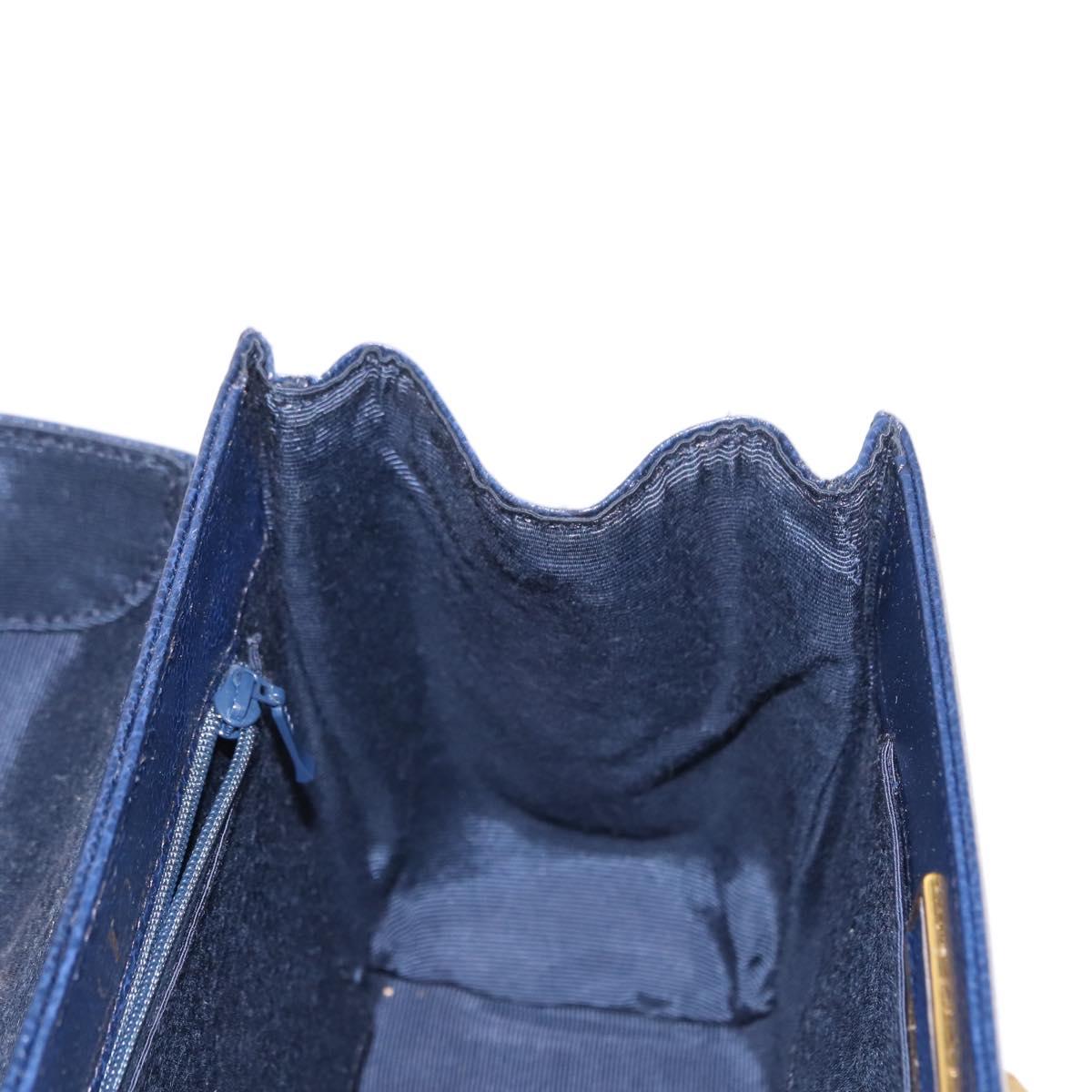 VALENTINO Shoulder Bag Leather 2way Blue Gold Auth bs29911