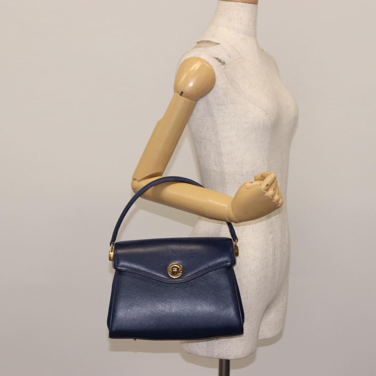 VALENTINO Shoulder Bag Leather 2way Blue Gold Auth bs29911