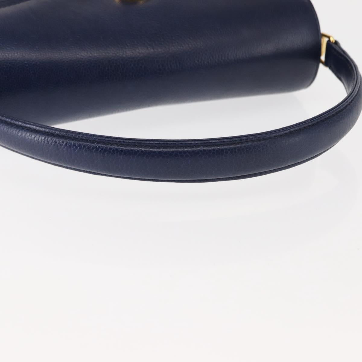 VALENTINO Shoulder Bag Leather 2way Blue Gold Auth bs29911