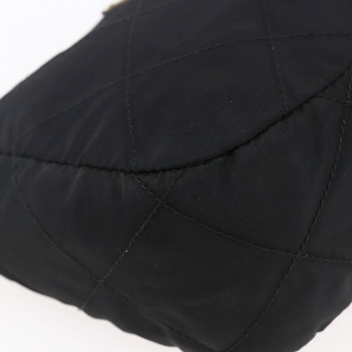 PRADA Quilted Shoulder Bag Nylon Black Gold Auth bs29912