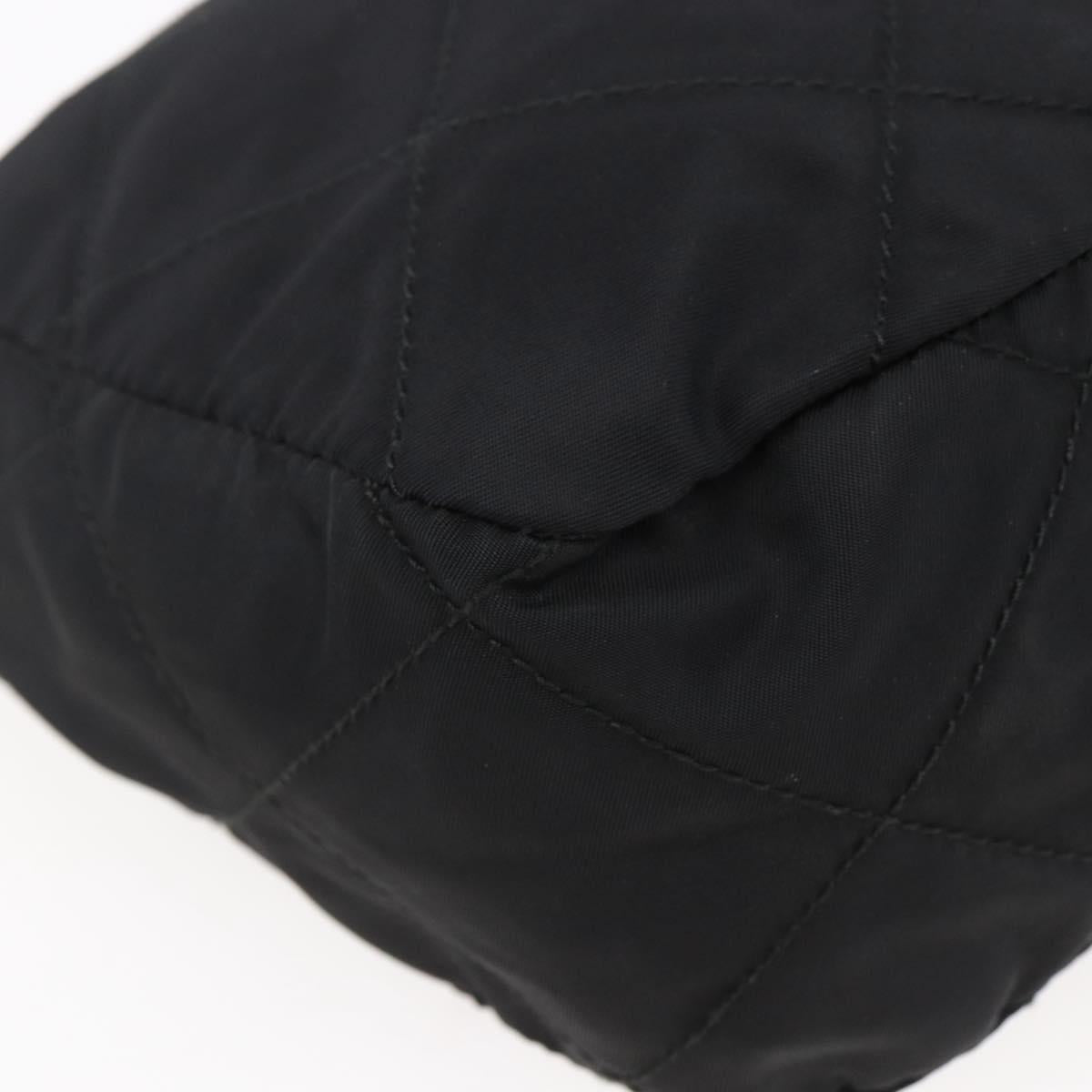 PRADA Quilted Shoulder Bag Nylon Black Gold Auth bs29912