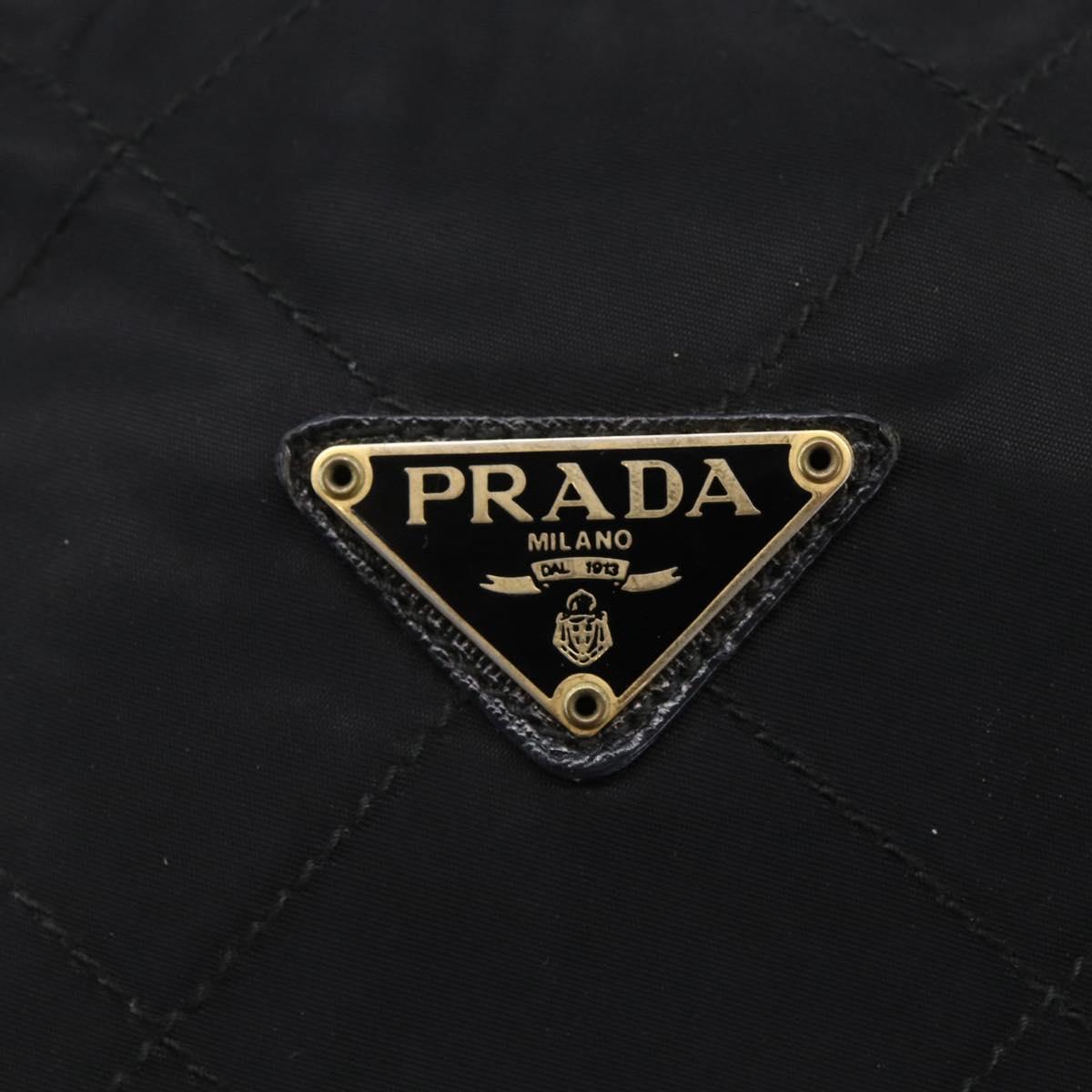 PRADA Quilted Shoulder Bag Nylon Black Gold Auth bs29912