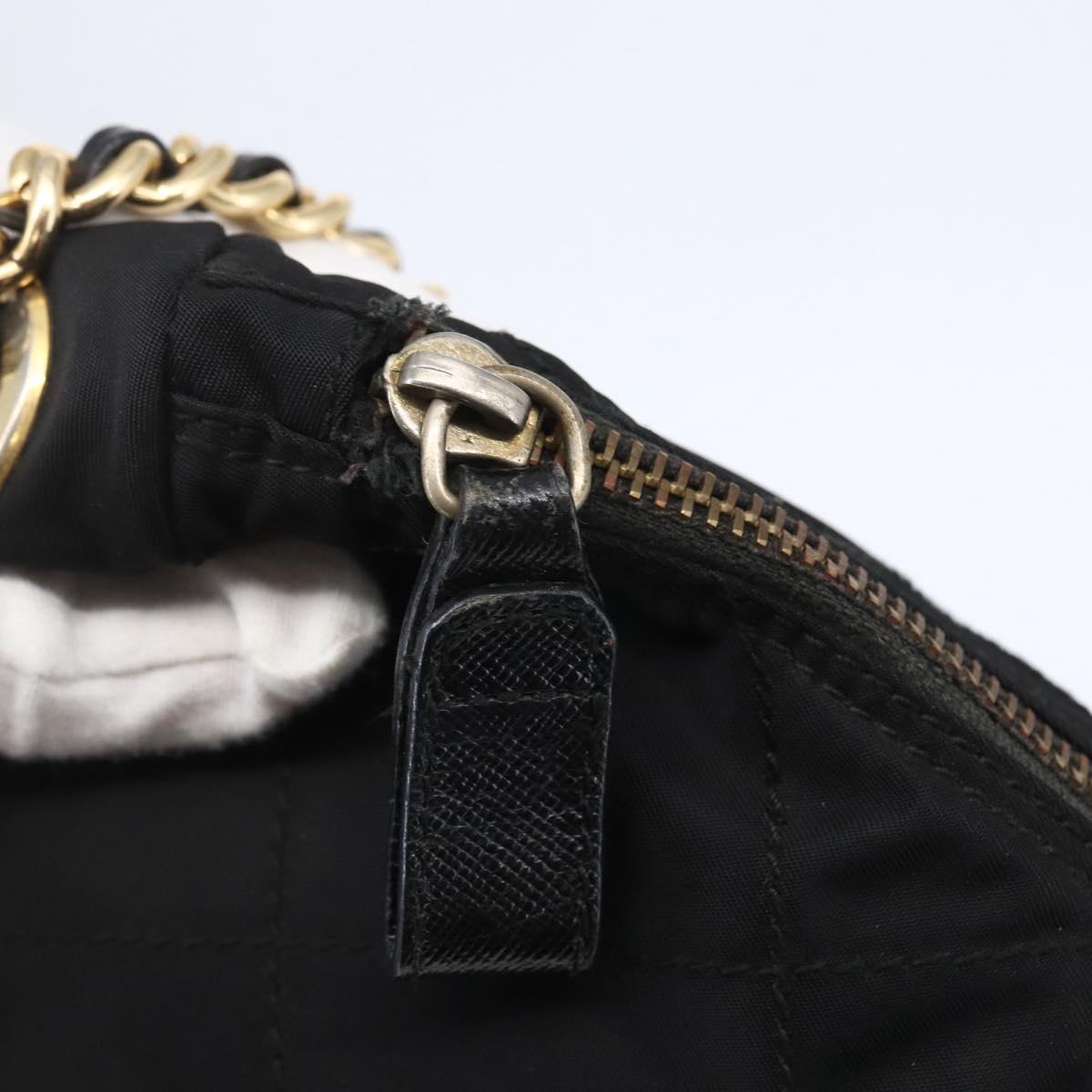 PRADA Quilted Shoulder Bag Nylon Black Gold Auth bs29912