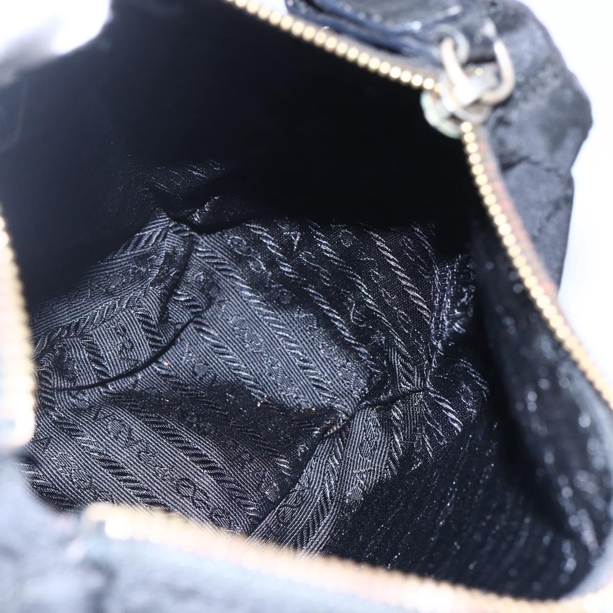 PRADA Quilted Shoulder Bag Nylon Black Gold Auth bs29912