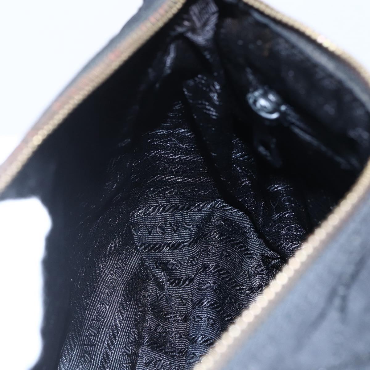 PRADA Quilted Shoulder Bag Nylon Black Gold Auth bs29912