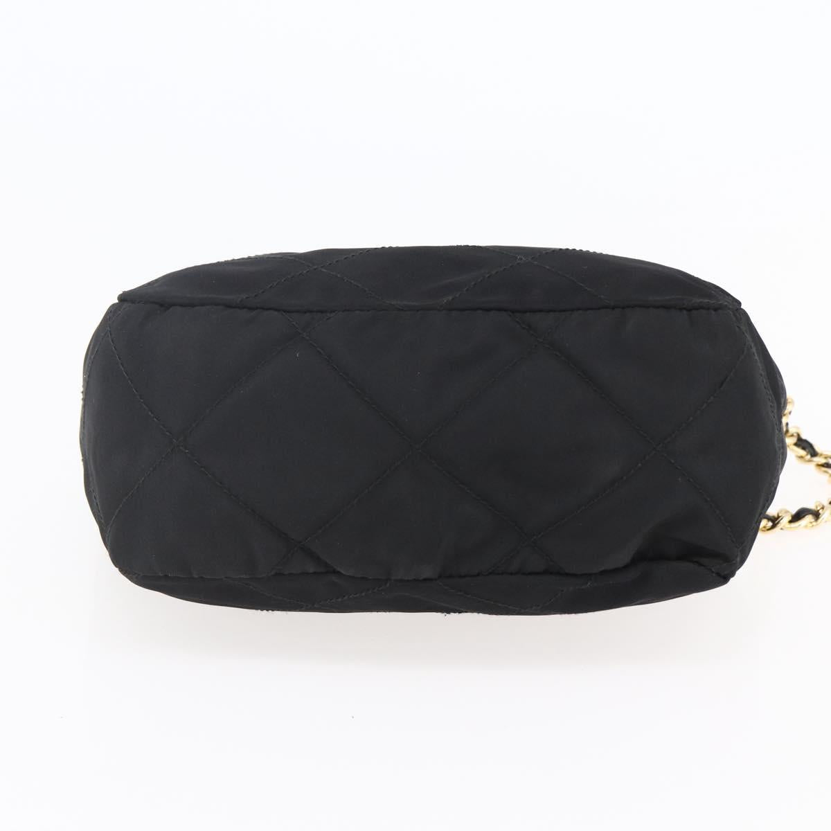 PRADA Quilted Shoulder Bag Nylon Black Gold Auth bs29912