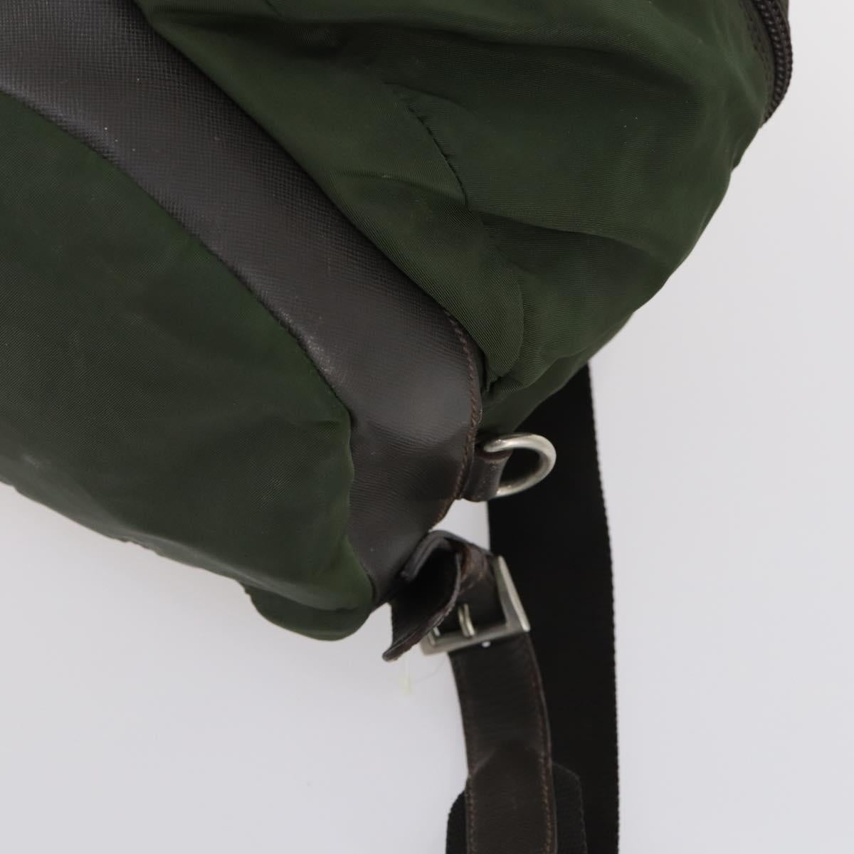 PRADA Backpack Nylon Khaki Silver Auth bs29914