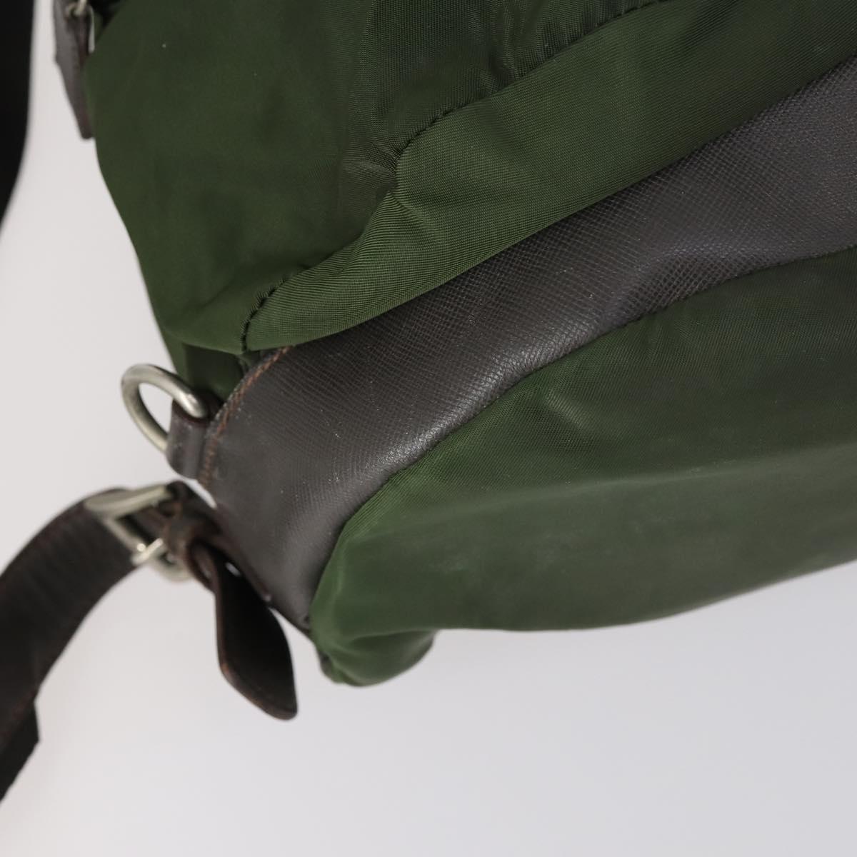 PRADA Backpack Nylon Khaki Silver Auth bs29914