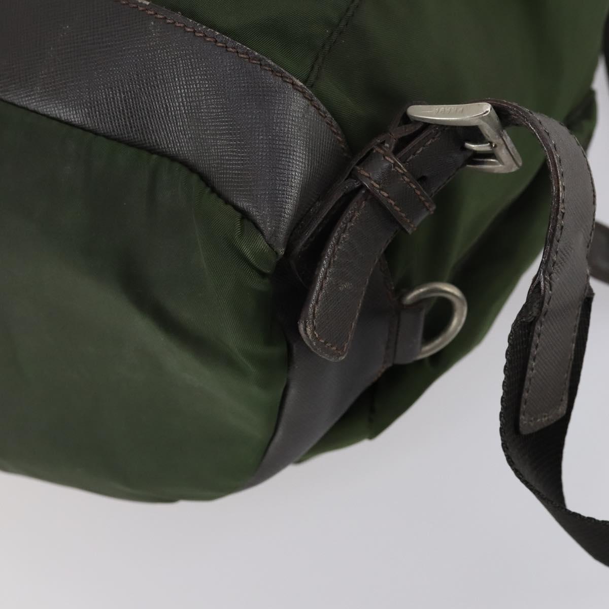 PRADA Backpack Nylon Khaki Silver Auth bs29914