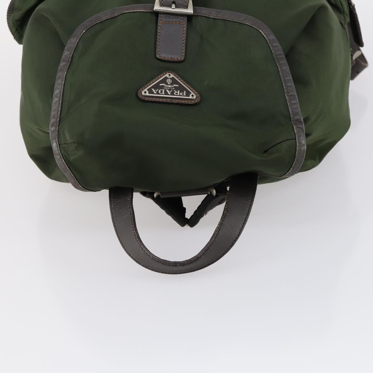 PRADA Backpack Nylon Khaki Silver Auth bs29914