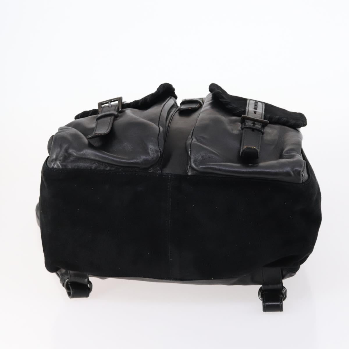 PRADA Backpack Leather Suede Black Auth bs29915