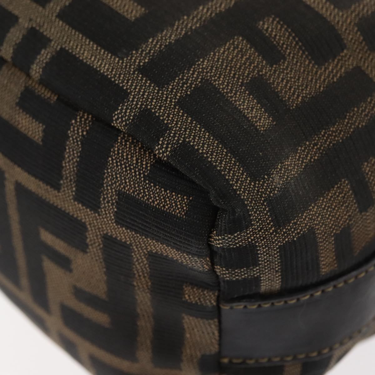 FENDI Zucca Canvas Vanity Pouch Black Brown Auth bs29916