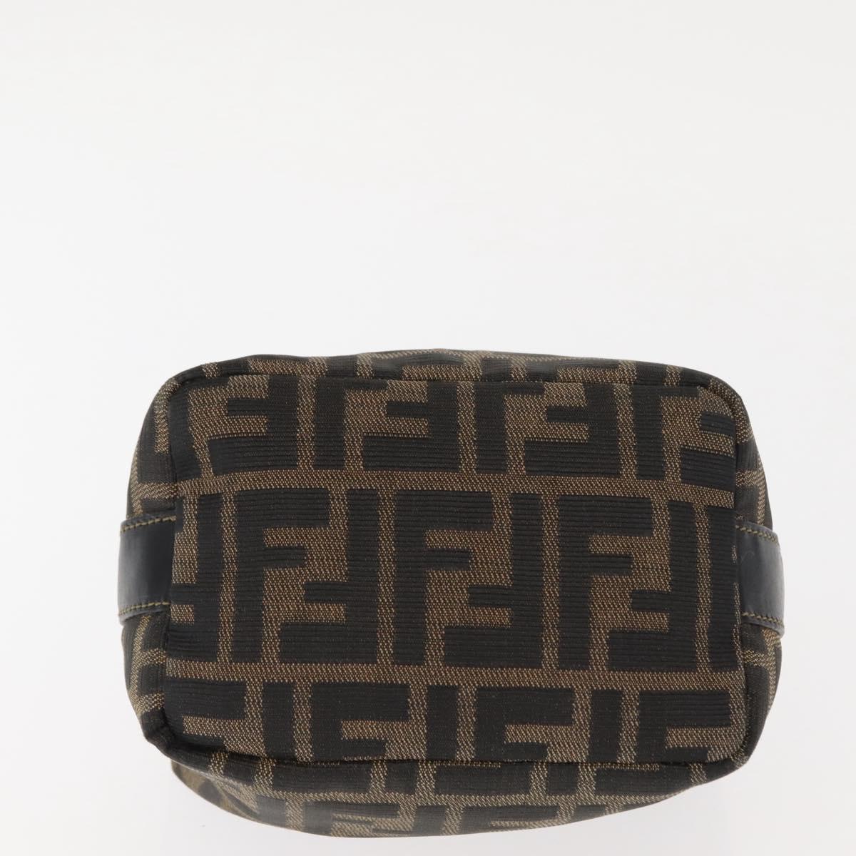 FENDI Zucca Canvas Vanity Pouch Black Brown Auth bs29916