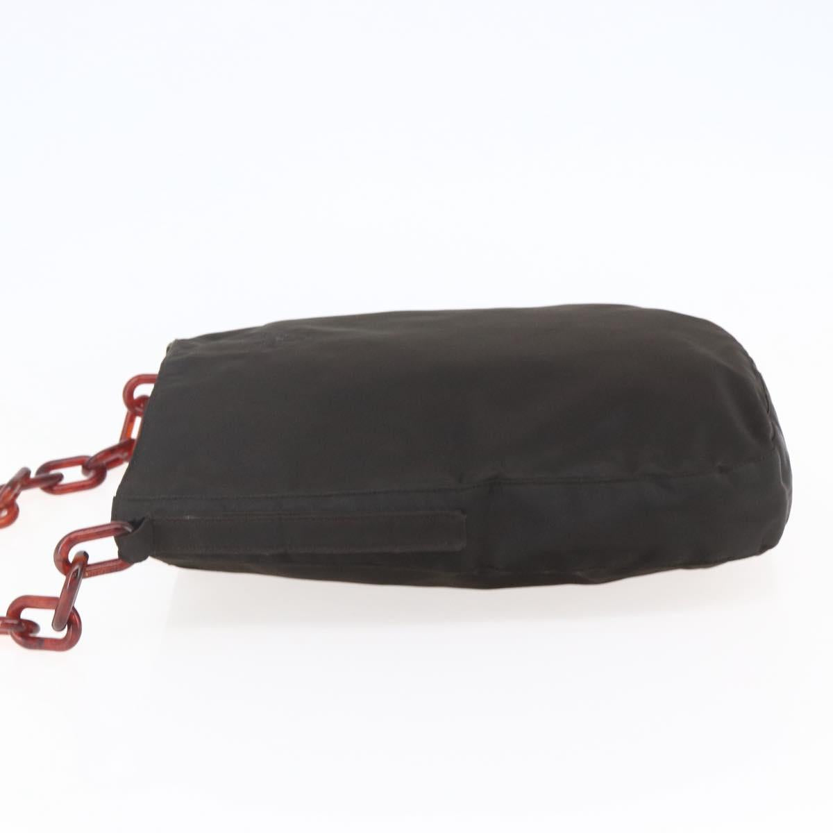 PRADA Chain Shoulder Bag Nylon Brown Auth bs29917