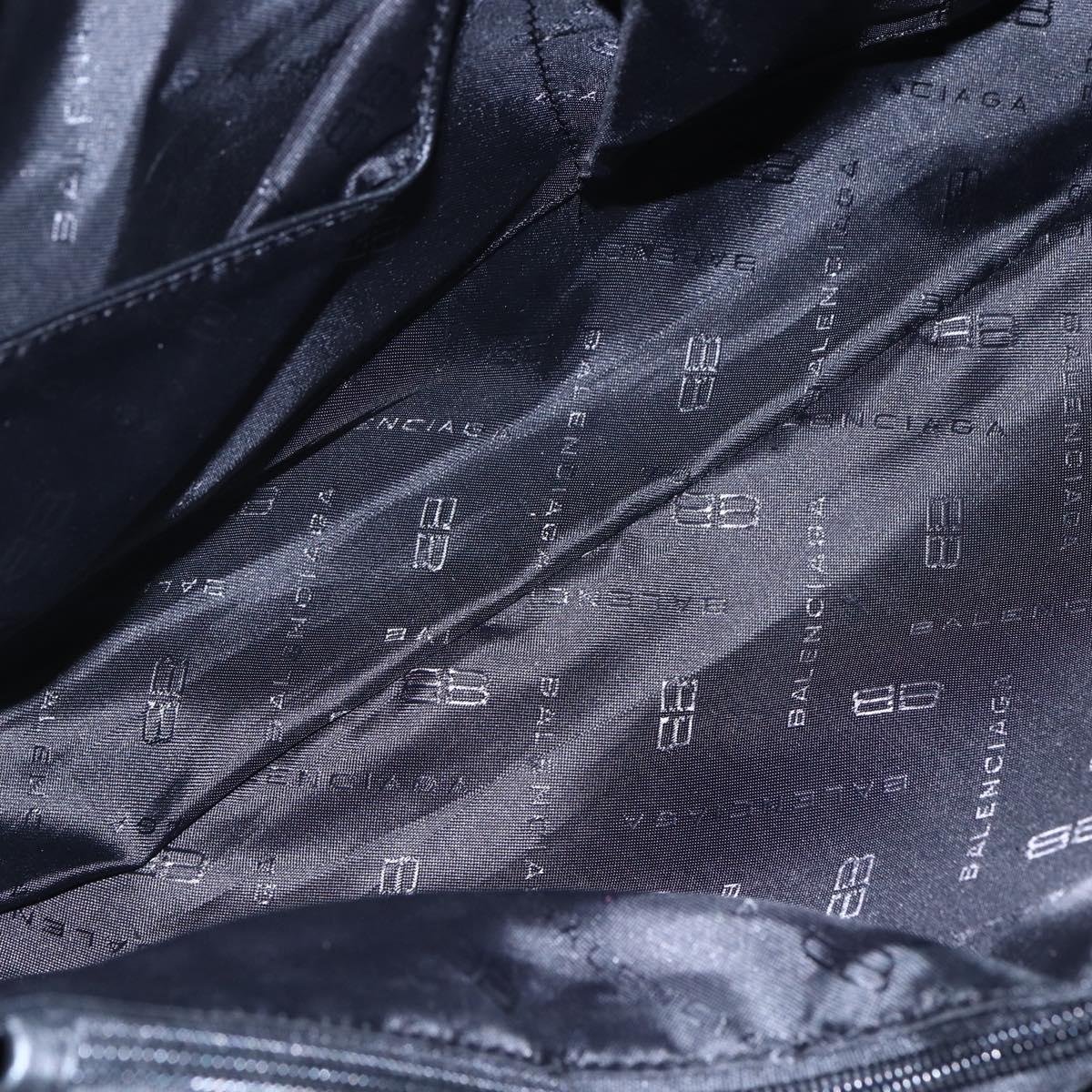 BALENCIAGA Tote Bag Nylon Leather Black Silver Auth bs29918